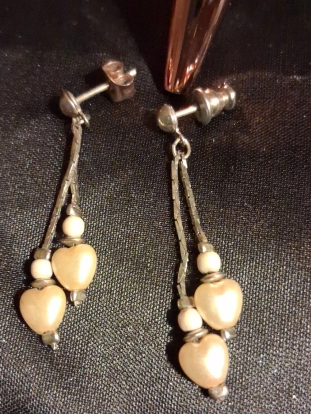Y2K Pearl Heart Earrings 90s Vintage Coquette Dangle Studs Romantic Grunge